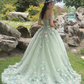 Elegant Sage Green Applique Off-the-Shoulder Sweet 16 Quinceanera A-Line Floor-length Prom Dress Birthday Dress Evening Dress Ball Gown DP6513
