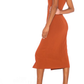 Vintage Orange Single-button V-neck Design A-line Spaghetti Strap Party Dress, DP5905
