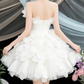 Cute White Strapless 3D Floral Petal A-Line Homecoming Dress DP8796