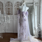 Glamorous Lavender Off-the-Shoulder Mermaid Prom Dress Tulle Puff Sleeve Beaded Evening Gown DP8131