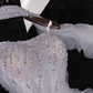 Fashion Sparkling White Beaded Sequin Mermaid Elegant Tulle Evening Dress Prom Dresses DP6164