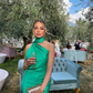Green Halter Backless Long Party Dress with Slit,DP1876