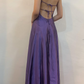 Elegant Purple Spaghetti Straps A-Line Vintage Long Party Dress, DP3988
