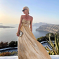 Glamorous Strapless Purple Metallic Pleated Sweetheart Maxi Evening Dress DP8101