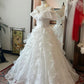 Romantic Off-the-Shoulder Ruffle Lace A-Line Wedding Dress DP8615