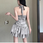 Cute Satin Halter-neck A-Line Short Summer Dresses Party Dress Homecoming Dress DP6350