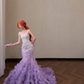 Sparkly Sequins Lavender Strapless 3D Floral Mermaid Evening Dress DP8310