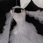 Fashion Sparkling White Beaded Sequin Mermaid Elegant Tulle Evening Dress Prom Dresses DP6164