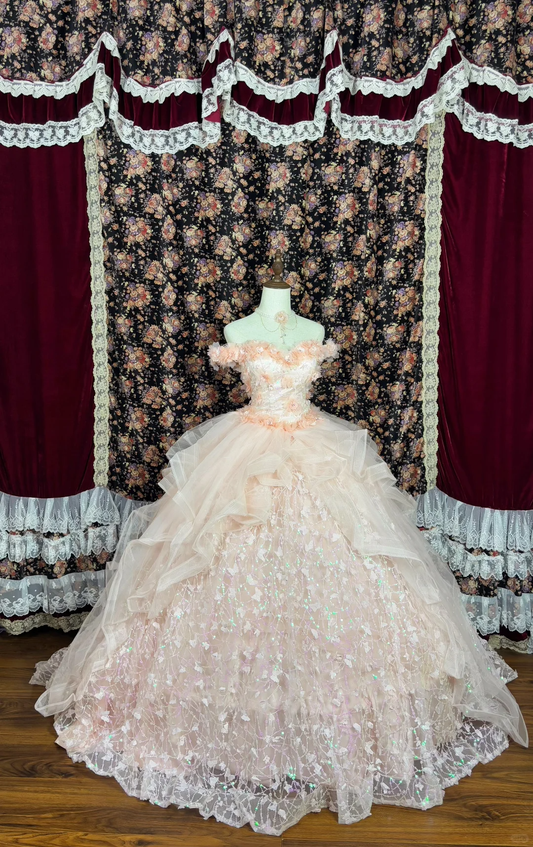 Elegant Sweetheart Beaded Off-the-shoulder Sweet 16 Quinceanera Strapless A-Line Floor-length Prom Dress Evening Dress Ball Gown DP6420