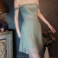 Vintage Light Green Off-the-shoulder Sparkling Beaded Design A-line Short Homecoming Dress DP6056