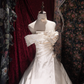 Glamorous Ivory Off-the-Shoulder Satin Floral Appliques Wedding Dress DP8346