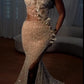Gorgeous Strapless Prom Dress Glittering Beaded Evening Gown High Slit Party Dress Trailing Long Formal Dress DP6818