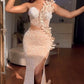 Gorgeous Strapless Prom Dress Glittering Beaded Evening Gown High Slit Party Dress Trailing Long Formal Dress DP6818