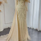 Vintage Glänzendes Perlenbesetztes Langarm-Meerjungfrauen-Abendkleid, DP6536