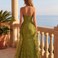 Elegant Green Strapless Sweetheart Lace Corset Mermaid Detachable Tulle Evening Dress DP8535