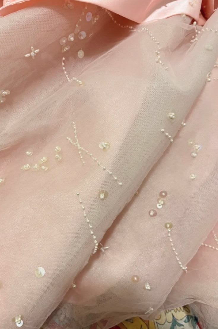 Glamorous Strapless Pink Satin & Tulle Beaded Star Embroidery Evening Gown DP8274