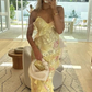 Spaghetti Straps Floral Lace Ruffle Prom Dress Birthday Outfits DP3942