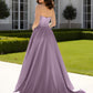 Elegant Lavender Satin Prom Dress Strapless Sweetheart A-Line Evening Party Dress DP8193