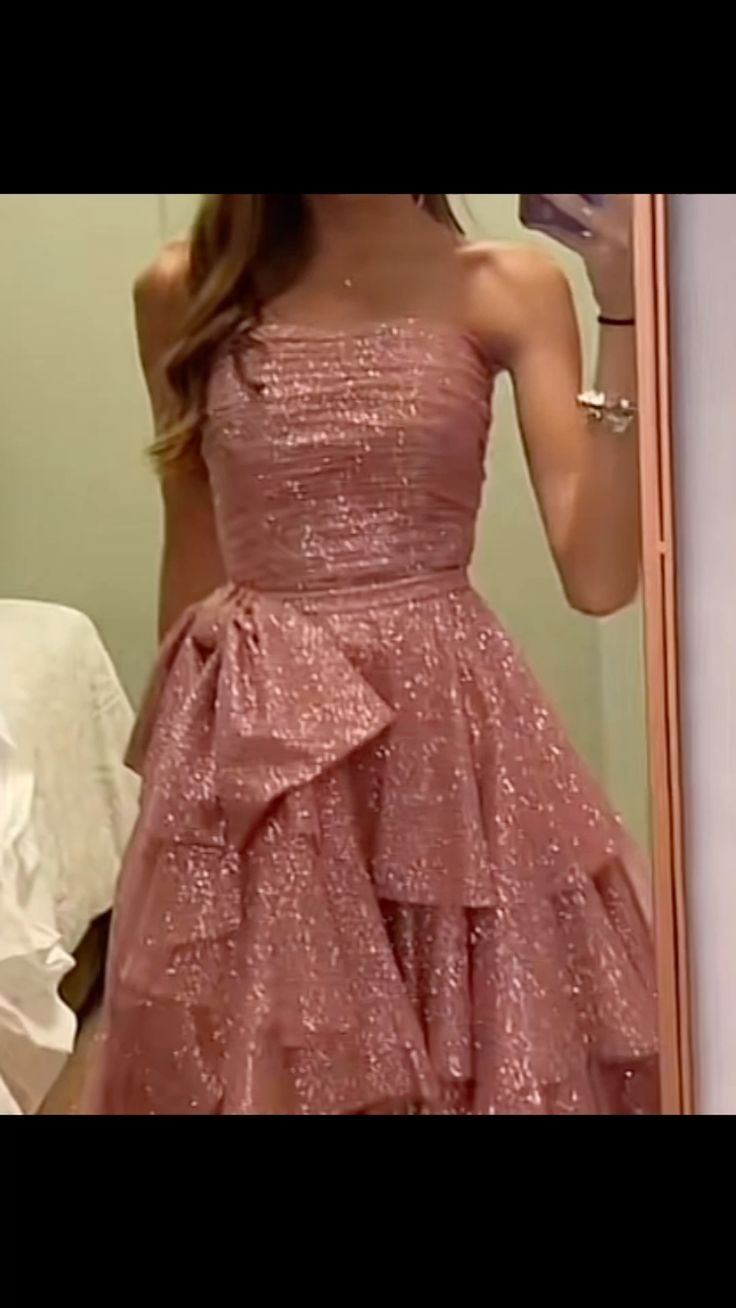 Shiny Pink Strapless A-Line High-Low Party Dress Birthday Gowns, DP3745