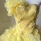 Vintage Soft Yellow Organza 3D Flower Ruffle Beaded Sweet 16 Quinceanera Ball Gown DP7363