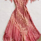 Vintage Rosa Chiffon Pailletten Ballkleid Etuikleid Off-the-Shoulder Abendkleid Langes Abendkleid DP6667