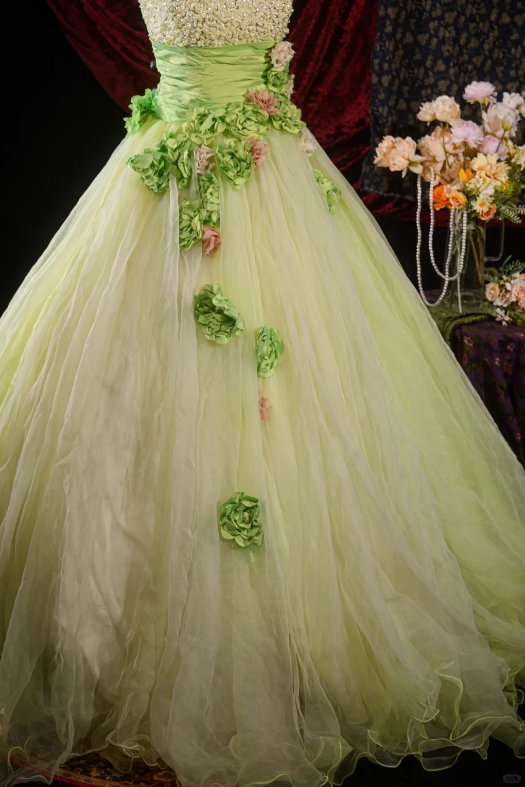 Gorgeous Mint Green Strapless Sequin 3D Flower Sweet 16 Quinceanera Ball Gown  DP7417