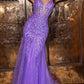 Glamorous Lace Sequined Prom Dress Spaghetti Straps Tulle Evening Gown DP8023