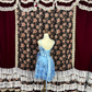 Retro Blue Floral Applique A-Line Elegant Chiffon Tiered Homecoming Dress Evening Dress Prom Dresses DP6150