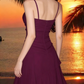 Elegant Purple Spaghetti Strap Evening Gown Sweetheart Tiered Prom Dress Wedding Guest Dress DP8187