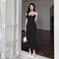 Vintage Applique Floral Spaghetti Strap Meerjungfrau Langes Sommerkleid Ballkleid Abendkleid DP6404