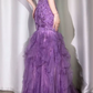 Glamorous Purple Tulle Ruffled Mermaid Evening Gown DP7984