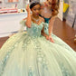 Elegant Sage Green Applique Sweetheart Off-the-shoulder Sweet 16 Quinceanera A-Line Floor-length Prom Dress Evening Dress Ball Gown DP6467