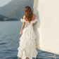 Elegant White Ruffles Prom Dress Off-the-shoulder Evening Gown Party Dress Long Formal Dress DP6796