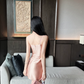 Elegant Pink 3D Floral Sweetheart Spaghetti Strap Satin Bodycon Homecoming Dress DP8813
