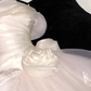 Elegantes Elfenbein 3D Blumen Design A-Linie Tüll Brautkleid Ballkleid Abendkleid Ballkleid DP6221