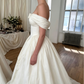 Romantisches elfenbeinfarbenes schulterfreies A-Linien-Brautkleid aus Taft DP8434