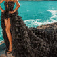 Gorgeous Black Strapless Prom Dress Tulle Evening Gown Party Dress Trailing Long Formal Dress DP6816