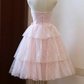 Vintage Pink Lace Tiered Strapless A-Line Homecoming Dress DP8375