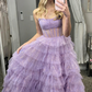 Cute Sequin Tiered Tulle Strapless Corset Prom Dress Evening Dress Ball Gown DP1392
