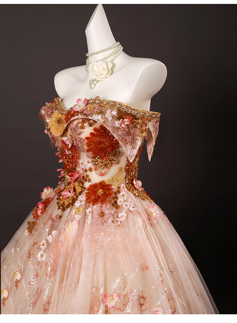 Chic Applique Sweetheart Prom Dress A-Line 3D Flowers Evening Gown Off-the-shoulder Party Dress Long Formal Dress DP6932