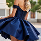 Elegant Off-the-Shoulder Lace A-Line Satin Homecoming Dress DP8506