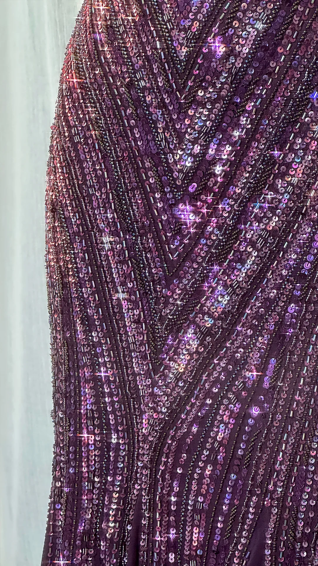 Gorgeous Purple Beaded Sequin V-neck Mermaid Elegant Chiffon Evening Dress Prom Dresses DP6147