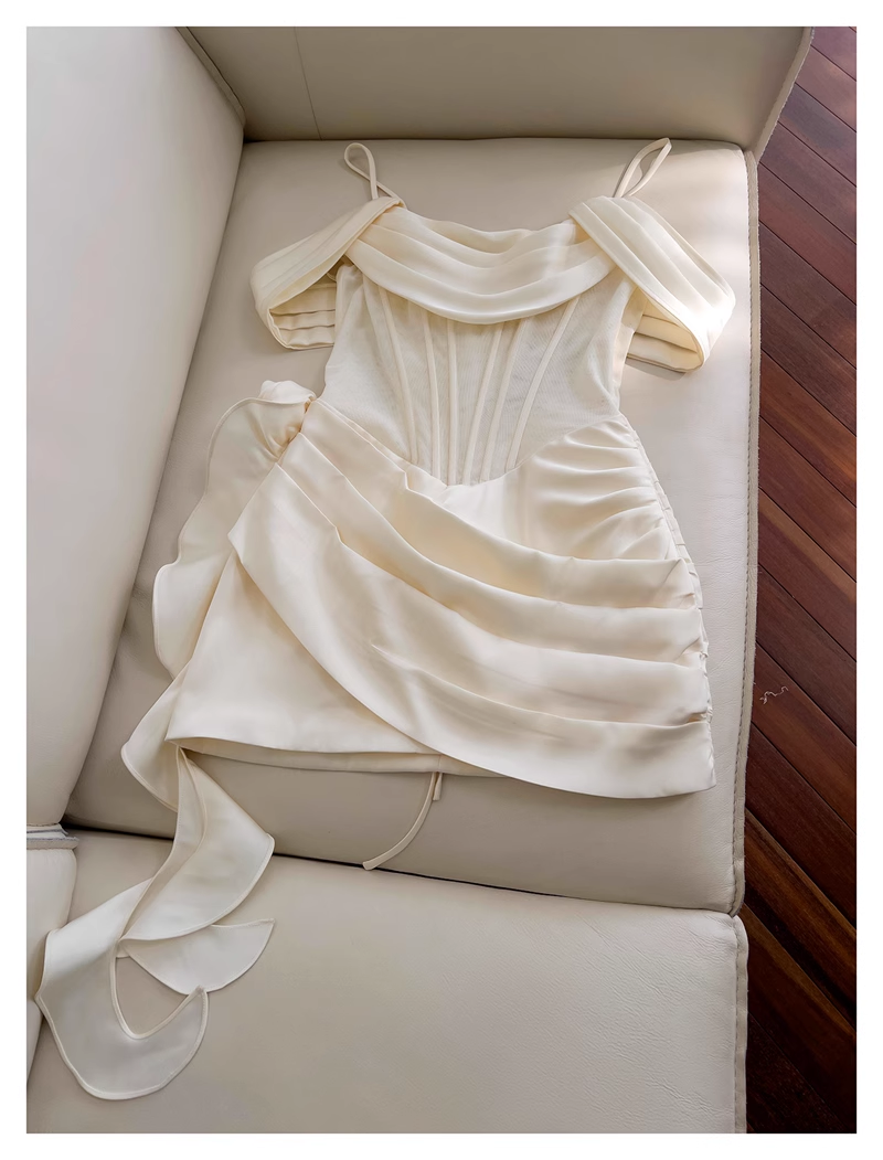 Vintage Beige Spaghetti Strap Design Sheath Party Dresses Homecoming Dresses, DP5803