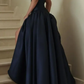 Navy Blue Strapless A-Line Satin Long Formal Party Dress, DP3653