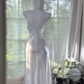 Vintage White Sequin Spaghetti Strap  Mermaid Prom Dress Evening Dress DP6355
