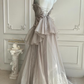 Elegant Ruffled Layered V-Neck Beaded Tiered Evening Dress DP8398