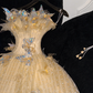 Gorgeous Shiny Yellow Sequin Beaded 3D Butterflies A-Line Floor-length Evening Dress Prom Dresses DP6200