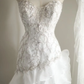 Vintage White Lace Strapless Ruffled Mermaid Embellished Bodice & Train Wedding Dress DP7653