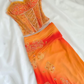 Oranges 2-teiliges Trägerkleid aus Spitze und Chiffon, schickes langes Partykleid, DP4084