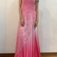 Lovely Pink Strapless A-Line Lace Satin Party Dress Evening Gown, DP4035